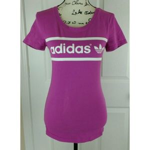 Adidas fitted magenta short sleeve tee, small
